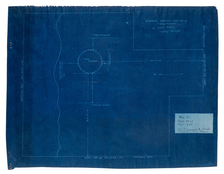 Mangels, William F. Blueprint of a Plan View of “The Teaser.” 