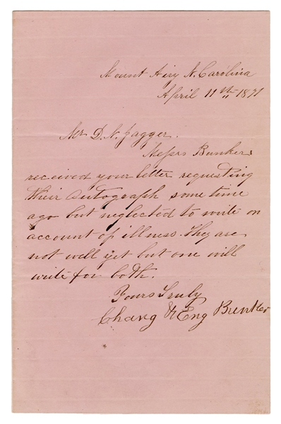 Chang and Eng Letter, Signed by Eng.