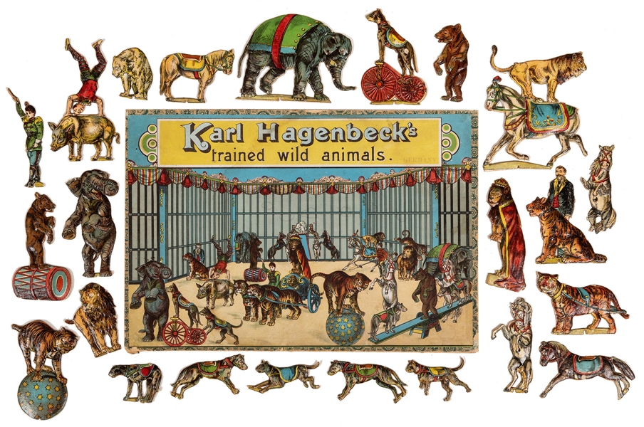Karl Hagenbeck’s Trained Wild Animals German Paper Toy Set.
