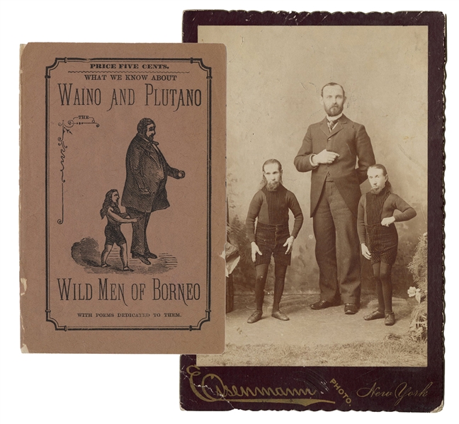 Waino & Plutano, “Wild Men of Borneo,” Cabinet Photo and Pitch Book.