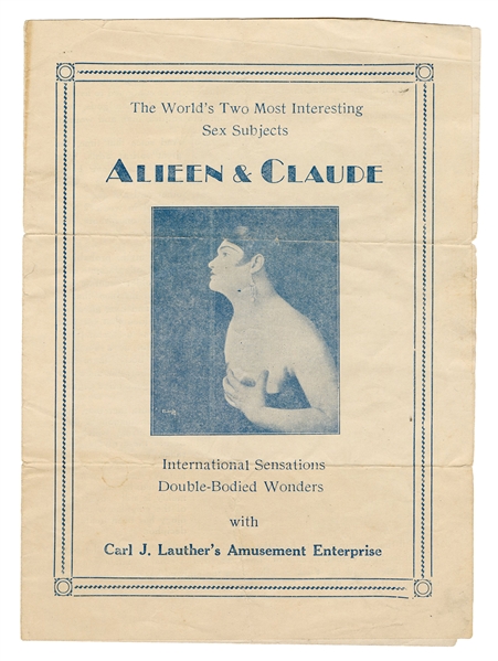 Alieen & Claude Double-Bodied Wonders Sideshow Leaflet.