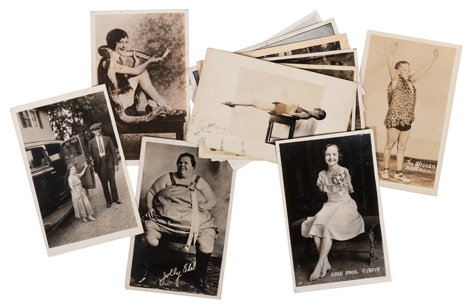 Eleven Postcards of Sideshow Performers.