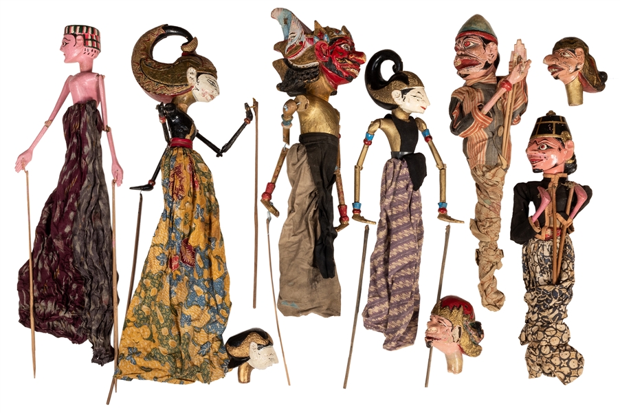 Group of Eight Indonesian Rod Puppets.