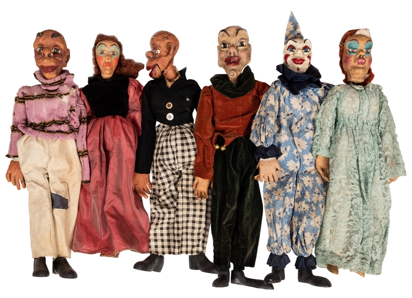 Group of Large Papier Mache Puppets. 6 pcs.