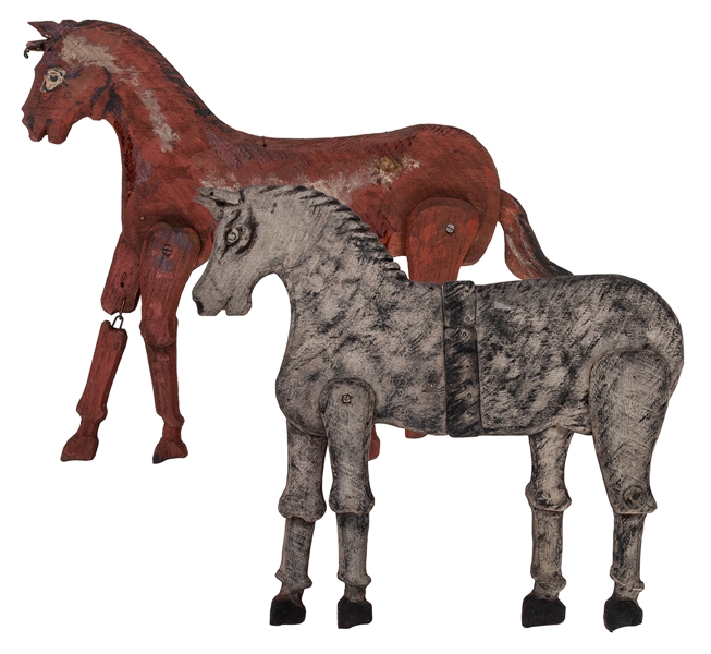Pair of Wooden Horse Puppets.