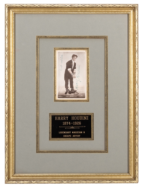 Real Photo Postcard of Houdini, Inscribed and Signed.