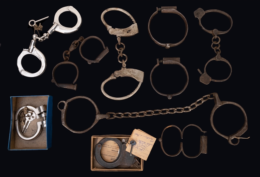 Nine Sets of Vintage Handcuffs and Restraints.