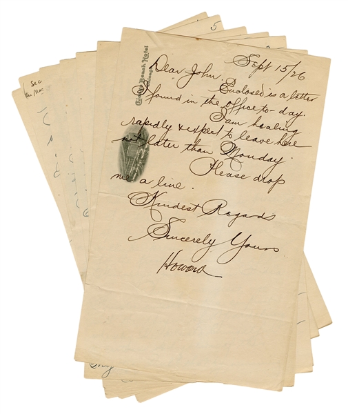 Six-Page Thurston Publicity Manuscript, with Signed Cover Letter.
