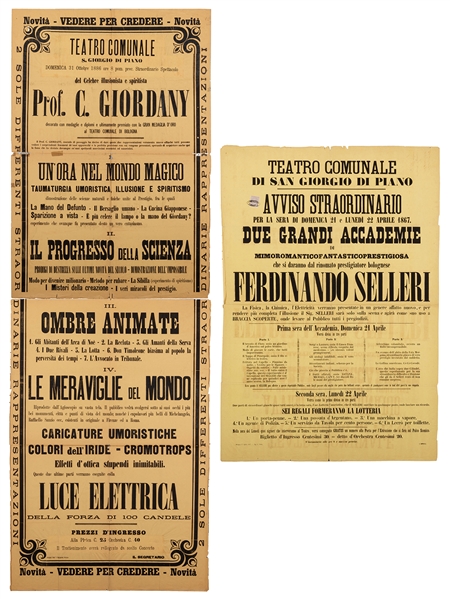 Two 19th Century Italian Conjuring/Lecture Broadsides.