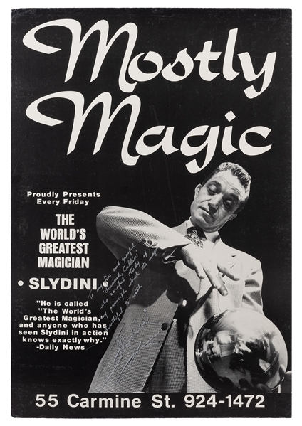 Mostly Magic Slydini Poster, Inscribed and Signed.