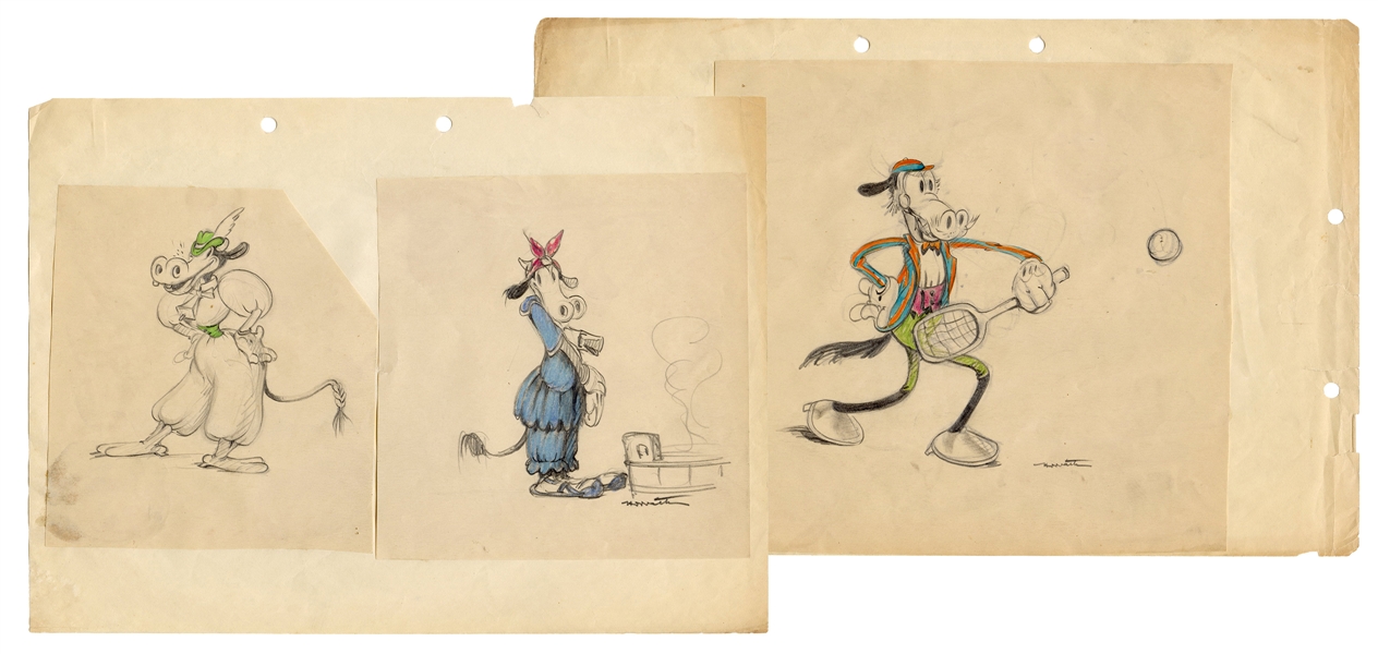 Ferdinand Horvath Clarabelle Cow and Horace Horsecollar Drawings.