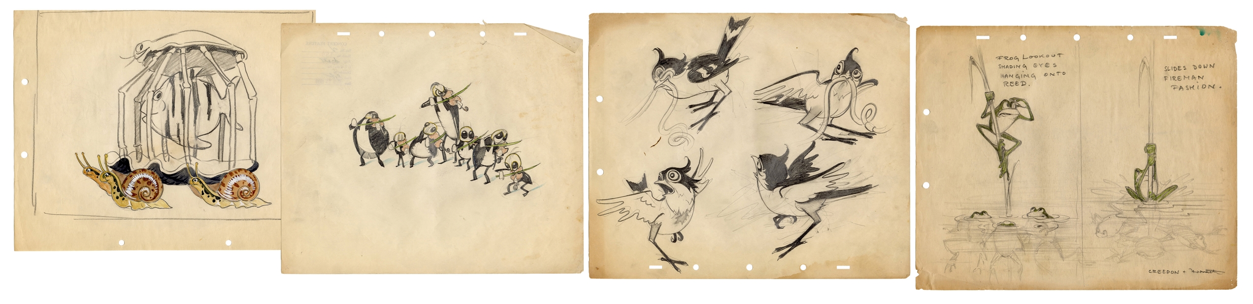 Ferdinand Horvath Disney Frog Illustration, and Three Others.