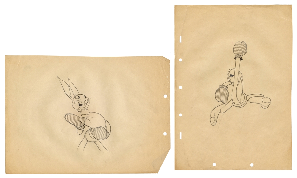 Disney Silly Symphonies “Toby Tortoise Returns” Pair of Max Hare Drawings.