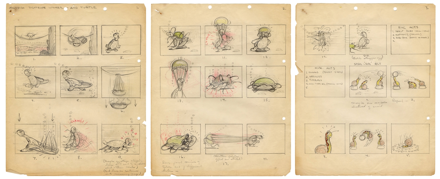 Disney Jellyfish Tightrope Walker and Turtle Animation Sequence.