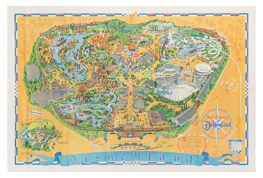 Disneyland 1968 Souvenir Map with Original Bag.