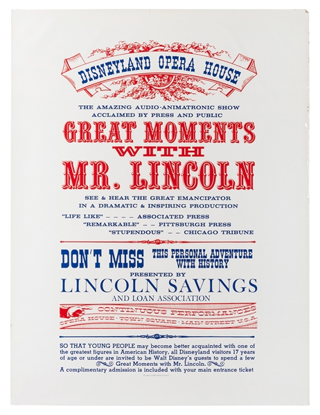 Great Moments with Mr. Lincoln early silk-screened poster