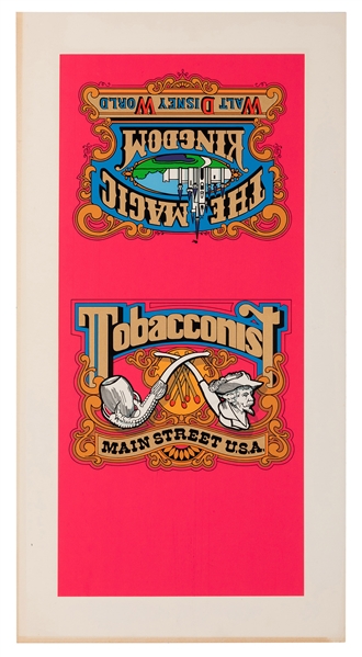 Silk-screened printed design of Matchbook cover for Main Street Tobacconist at Walt Disney World.