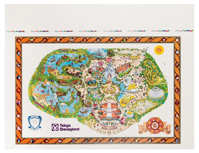 Tokyo Disneyland Park map printer’s proof pre-opening 1980.