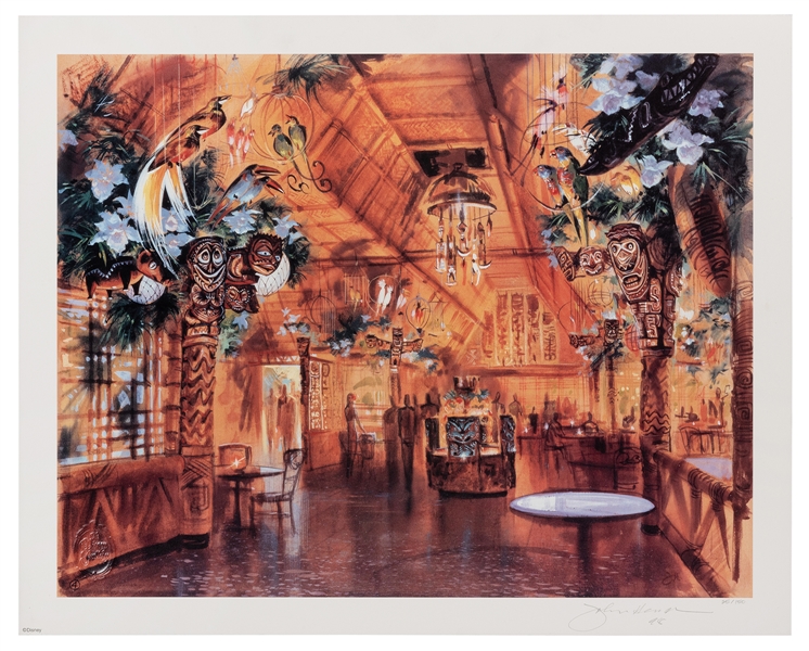 Enchanted Tiki Room signed concept art lithograph.