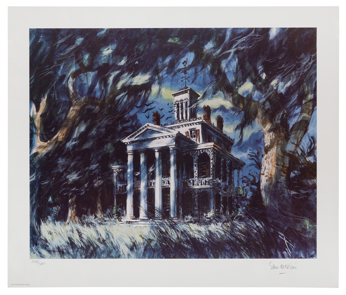 Exterior of the Haunted Mansion signed lithograph.