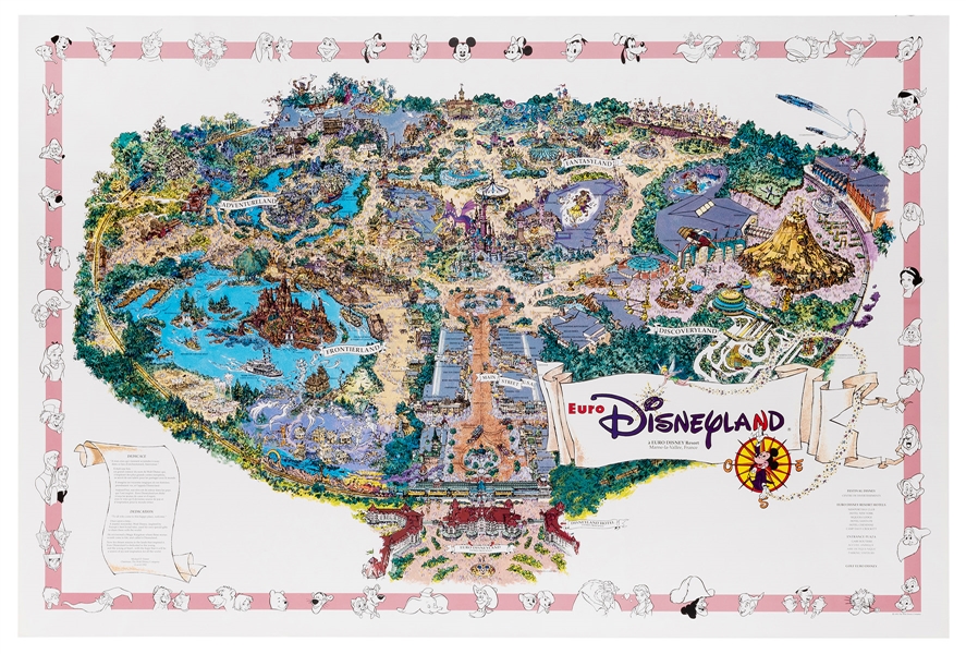 Euro Disneyland pre-opening rolled map.