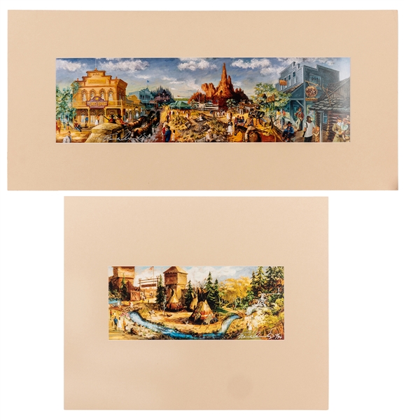 Two signed photo lithographs depicting Frontierland in Euro Disneyland.