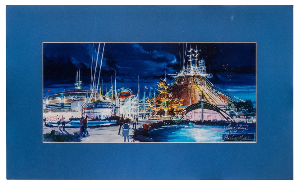 Euro Disneyland Discoveryland concept art signed photo lithograph.