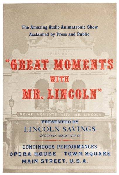Great Moments with Mr. Lincoln Attraction silk-screened poster.