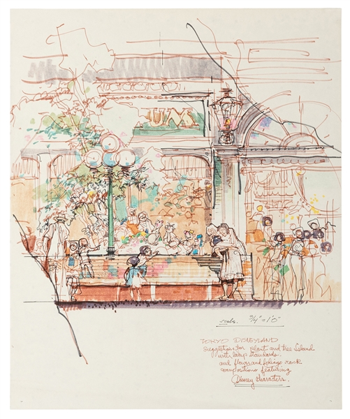 Herb Ryman Original Concept Art for Tokyo Disneyland.