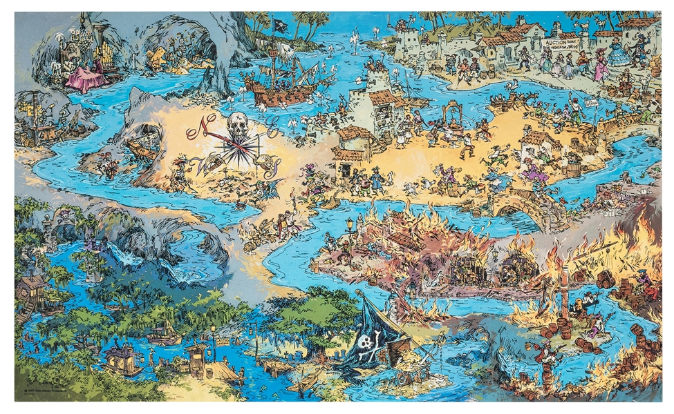 1967 Pirates of the Caribbean concept art map reprint.