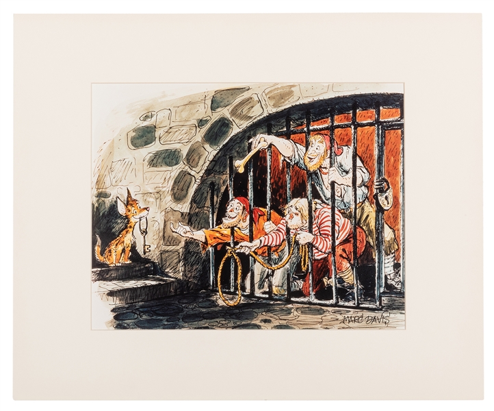 Pirates of the Caribbean jail scene concept art signed photolithograph.