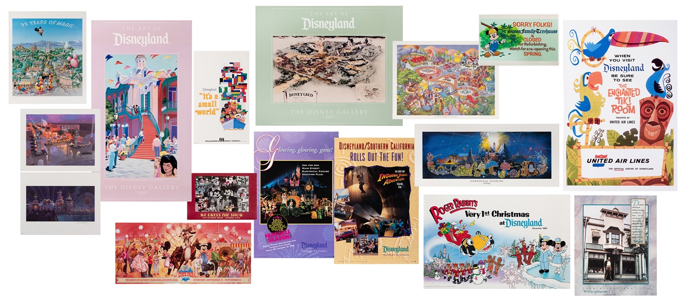 Lot of 19 Posters and Lithos related to Disneyland in Anaheim.