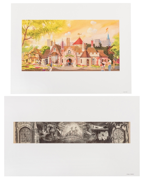 Lot of 2 Mr. Toad’s Wild Ride pieces of concept art from Disney’s print on demand system.