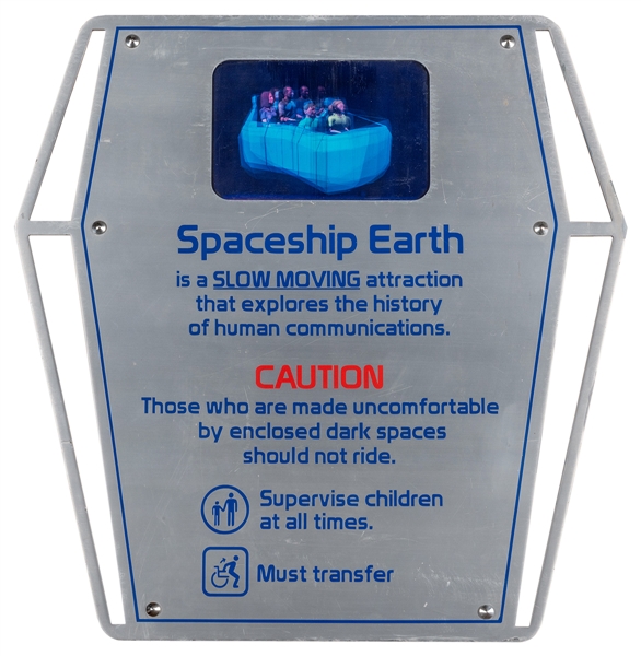 Original Epcot Spaceship Earth loading sign.