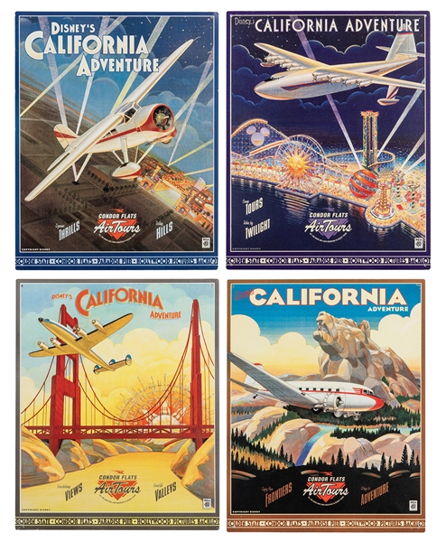 Lot of four metal signs for opening of California Adventure.