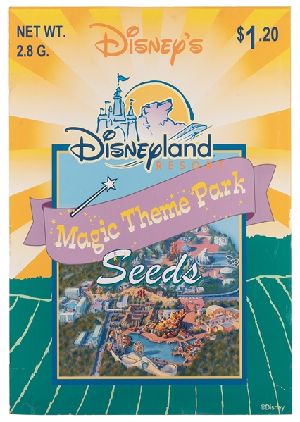 California Adventure seed packet opening cast sign.