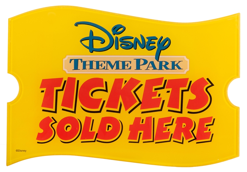 Disney Theme Park Tickets sales sign.