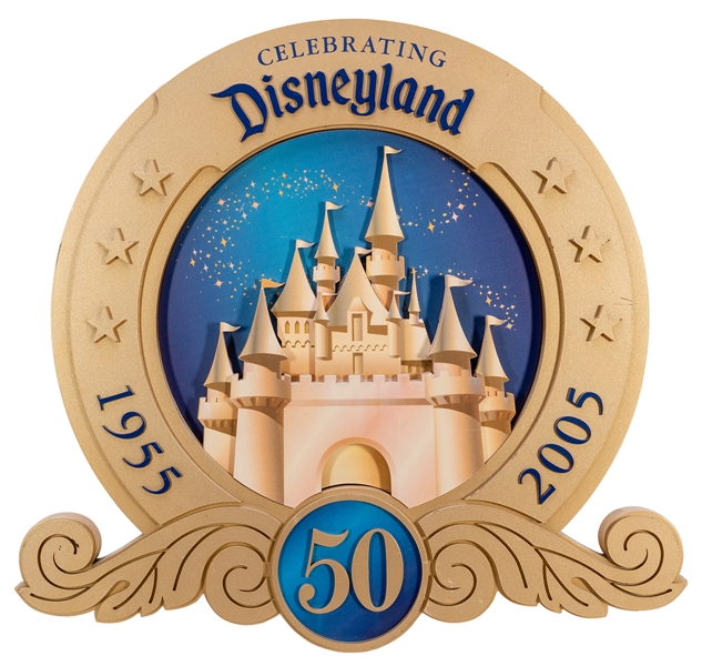 Celebrating 50 Years of Disneyland sign.