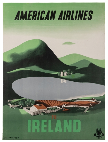 Kauffer, Edward Mcknight (American, 1890–1954). American Airlines to Ireland. 1948. 