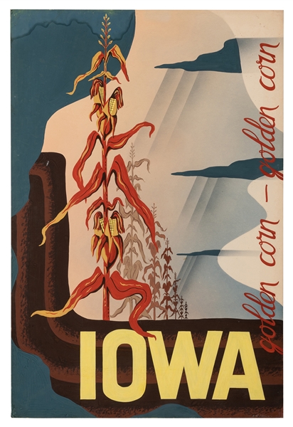 Iowa. Original Tourism Poster Art.