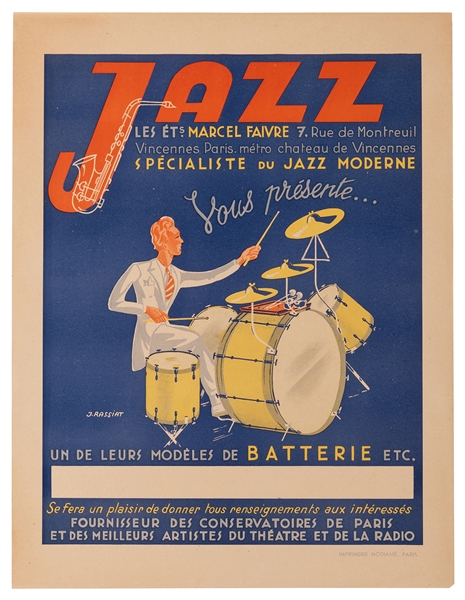 Rassiat, J. French Jazz / Marcel Faivre Advertisement. 
