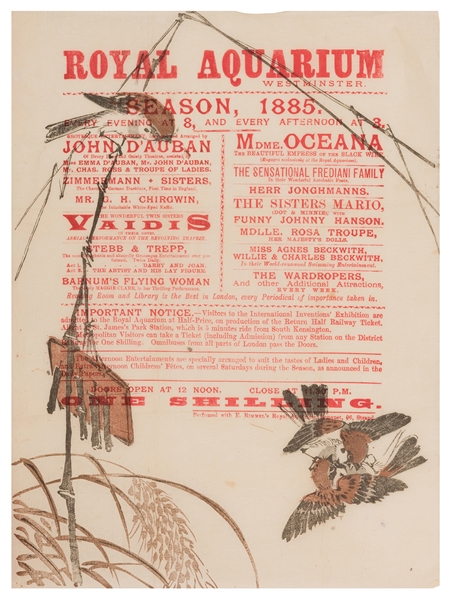 Royal Aquarium 1885 Season Program.