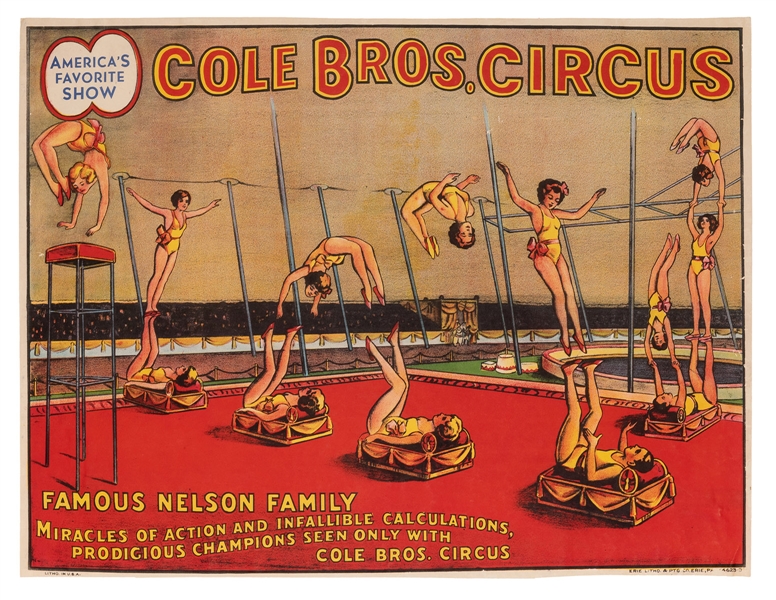 Cole Bros. Circus. Famous Nelson Family.