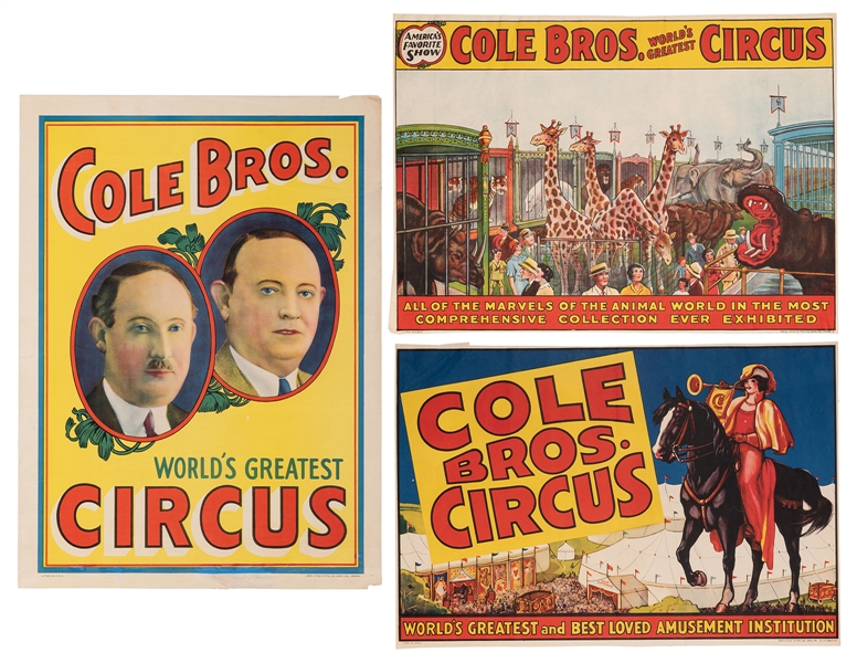 Cole Bros. Circus. Trio of Posters.