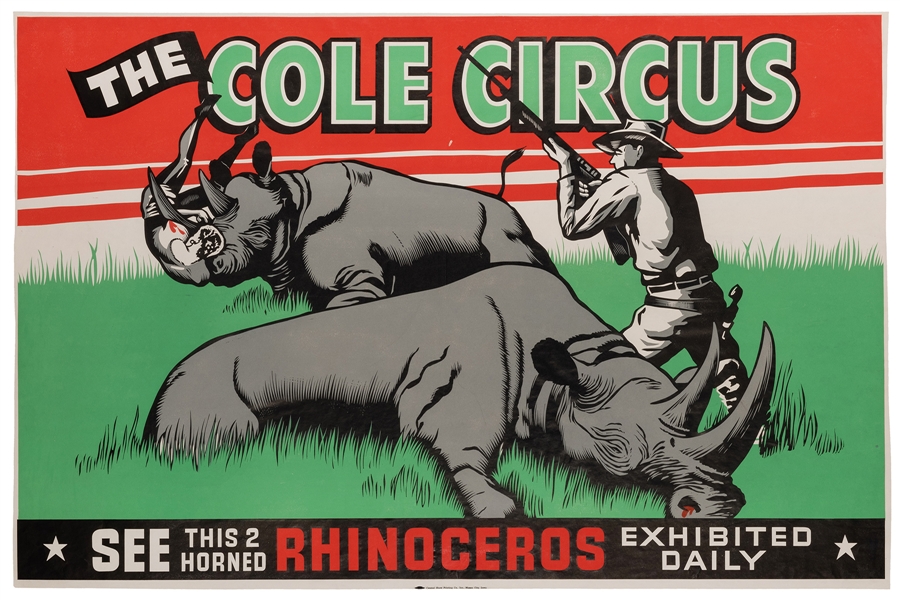 Cole Circus. 2 Horned Rhinoceros.