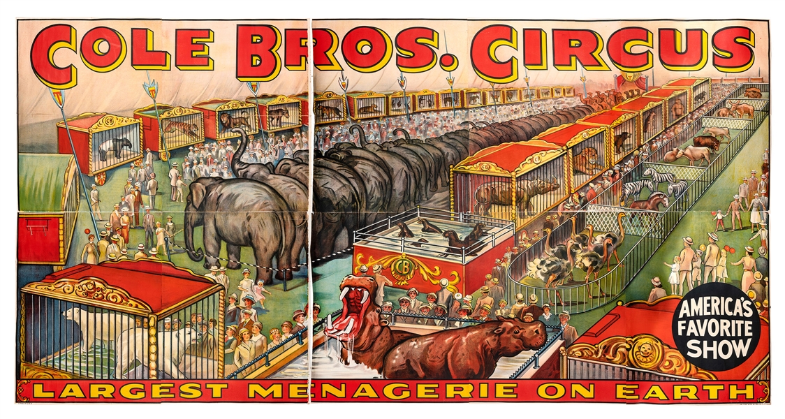 Cole Bros. Circus. Menagerie—Gigantic Billboard Poster.