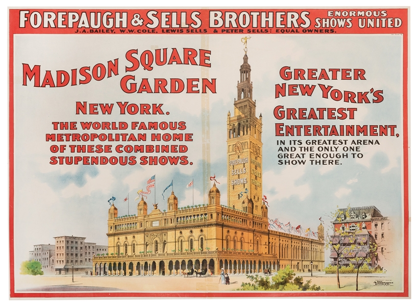 Forepaugh and Sells Brothers Circus. Madison Square Garden.