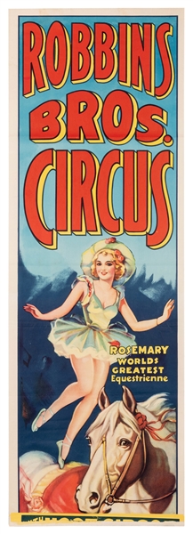 Robbins Bros. Circus. Rosemary World’s Greatest Equestrienne.