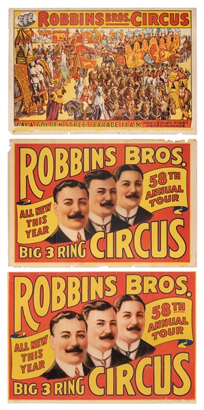 Robbins Bros. Circus. Three Circus Posters.