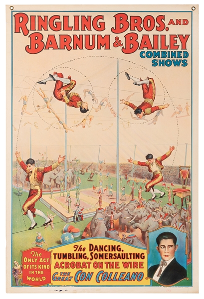 Ringling Brothers and Barnum & Bailey. Con Colleano Acrobat on the Wire.